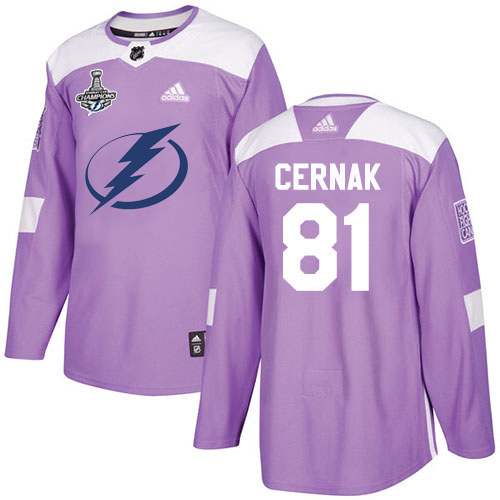 Adidas Tampa Bay Lightning #81 Erik Cernak Purple Authentic Fights Cancer Youth 2020 Stanley Cup Champions Stitched NHL Jersey->youth nhl jersey->Youth Jersey
